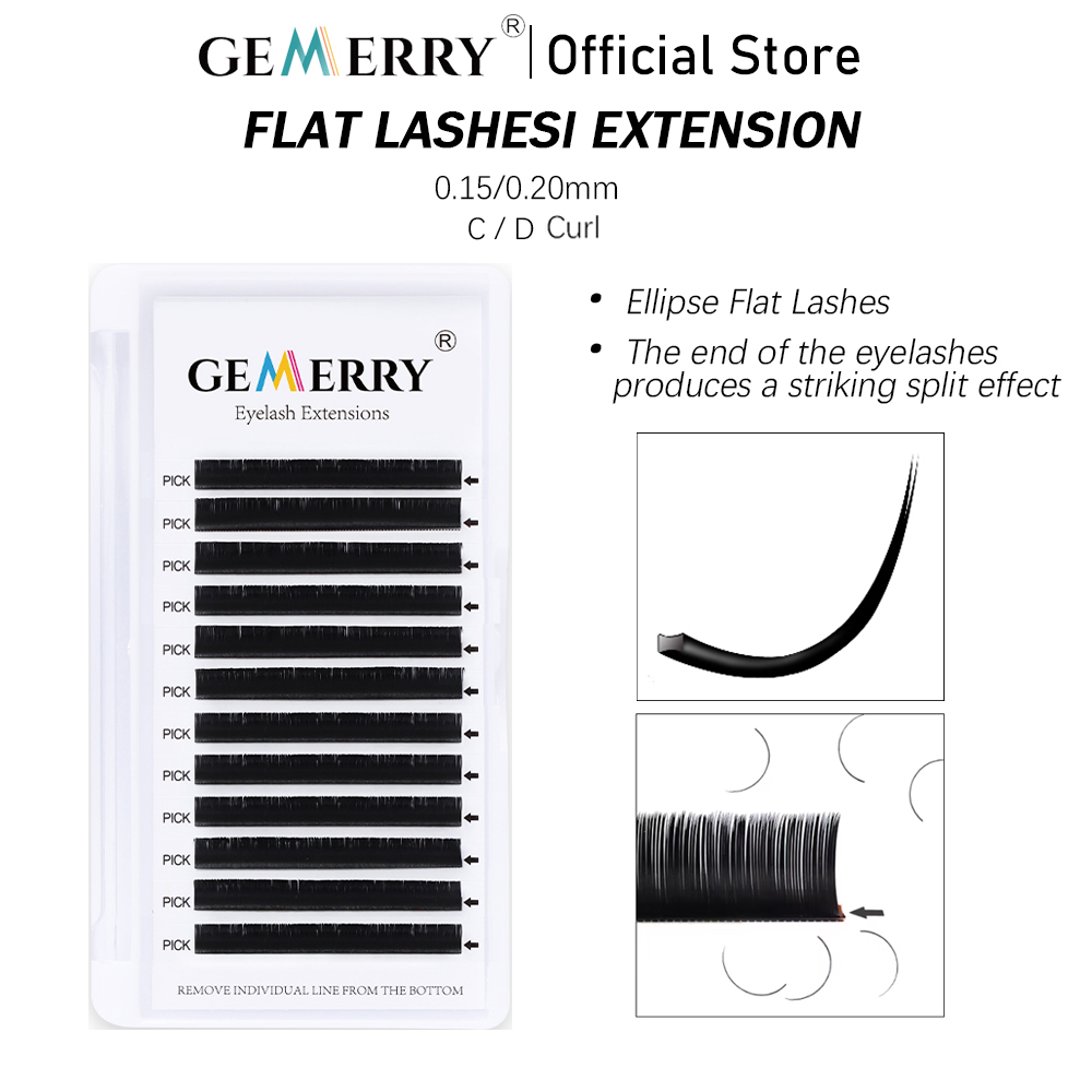 Eyelash Extension Human Hair - GEMERRY Ellipse Flat Lashes - Profesjonalne
